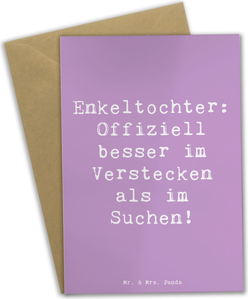 Mr. & Mrs. Panda Glückwunschkarte Spruch Enkeltochter Verstecken - Lavendeltraum - Geschenk, Bindung, Versteckspiel, Familie, einladungskarten, Su...