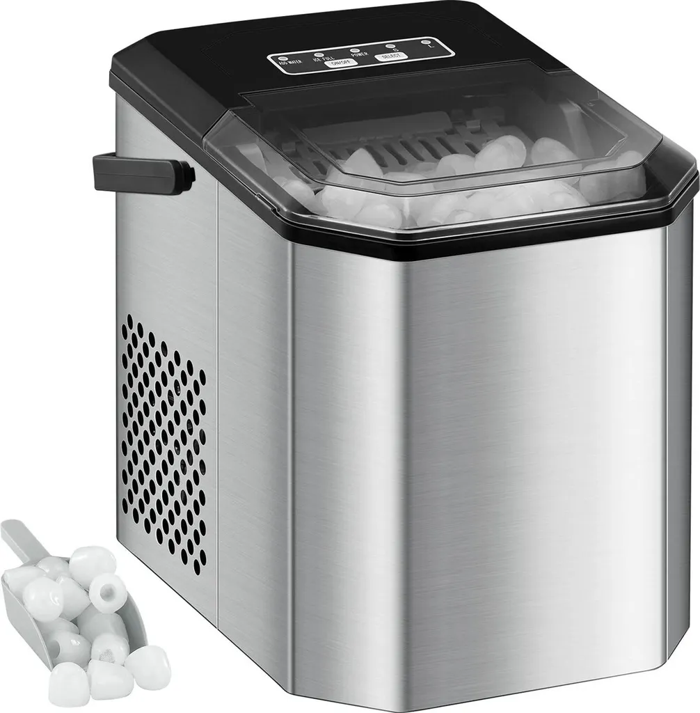 Machine à glaçons pour cocktails et soirées - Modèle compact argent inox