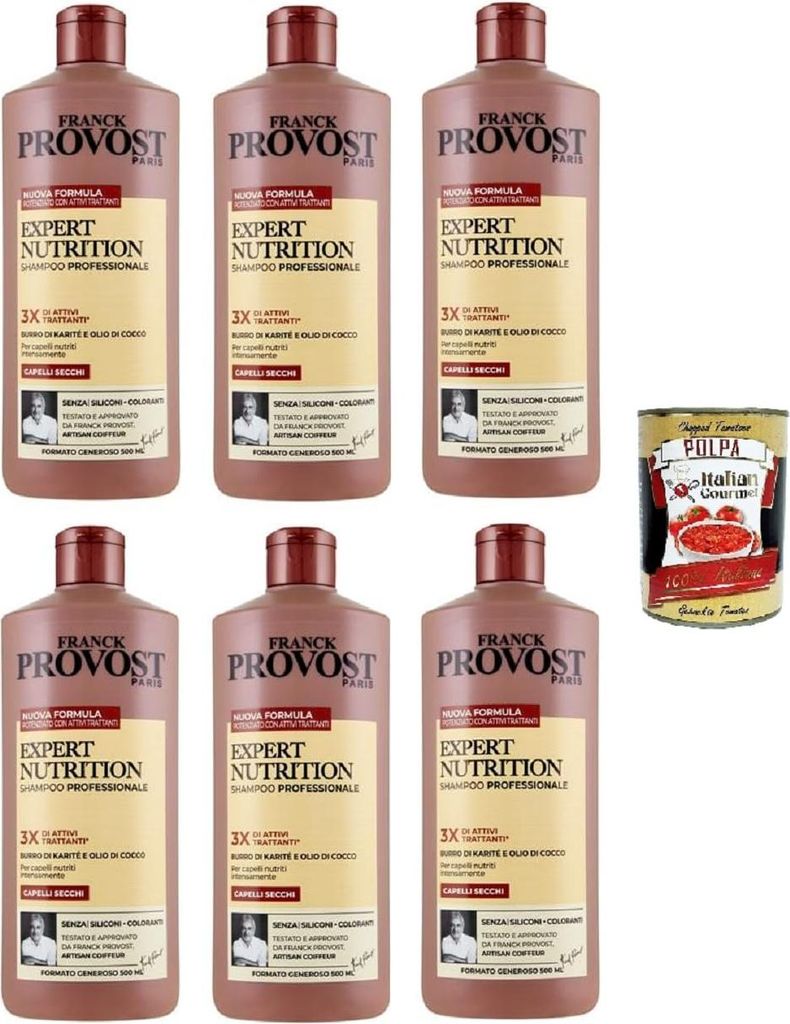 Franck Provost Expert Nutrition Profi-Shampoo 6x 500 ml+ Italian Gourmet polpa 400g