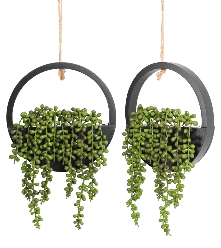 Plante Artificielle Murale pour Intérieur et Extérieur - Lot de 2 Noir
