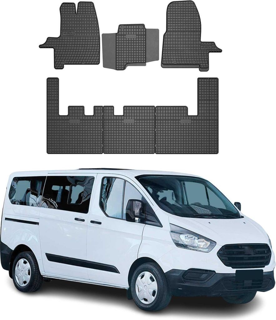 OMAC Gummi Fußmatten für Ford Custom 2012-2024 Automatten Gummi Schwarz 5tlg