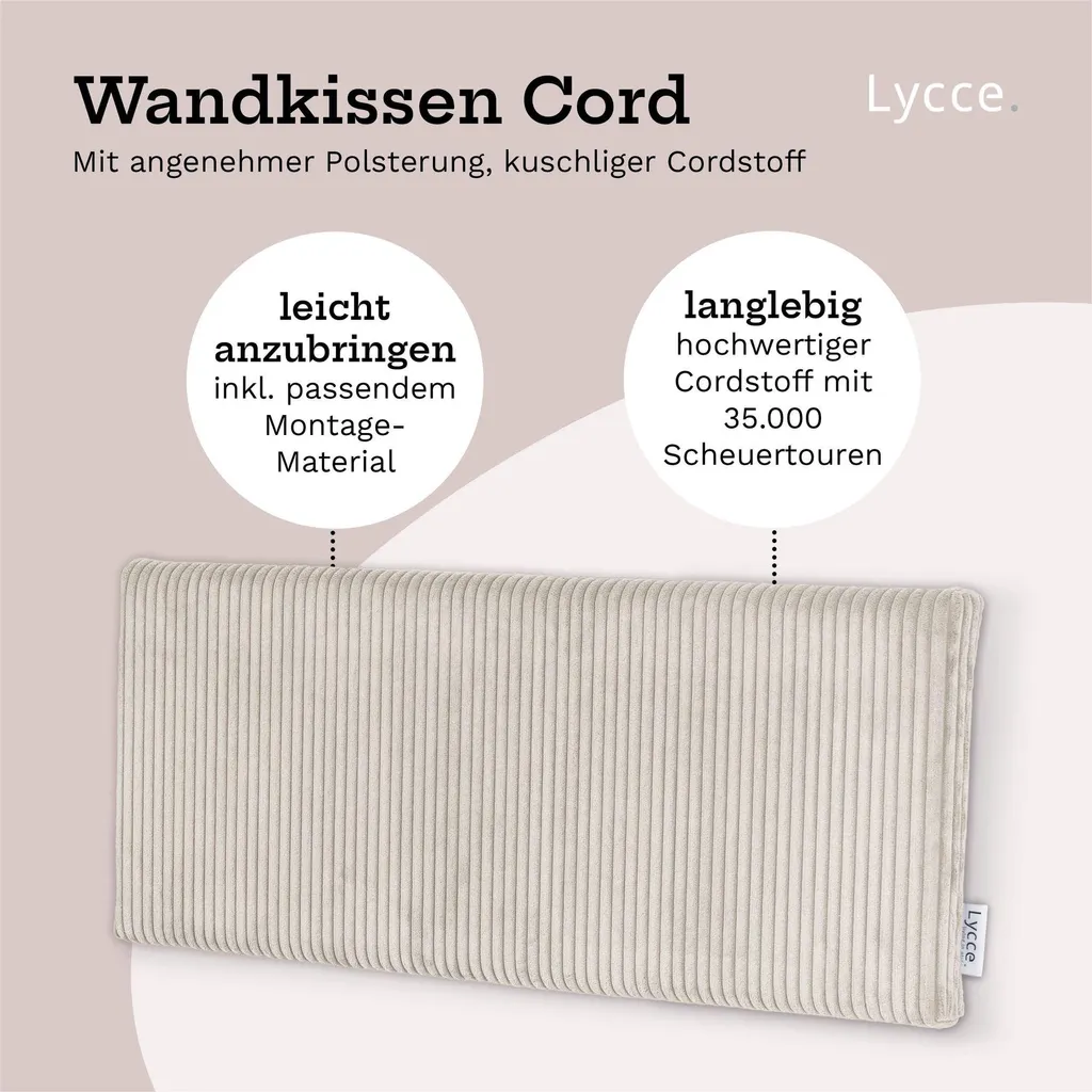 Tête de Lit à Fixer au Mur en Velours Beige - Coussins Confort Lycce