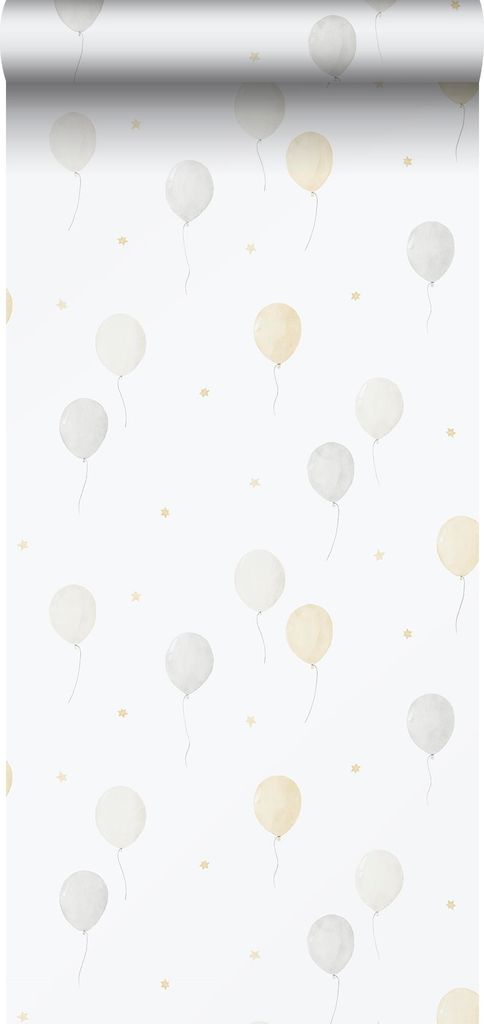Sanders & Sanders Tapete Luftballon Beige, Grau und Weiß 53 cm x 10.05 m