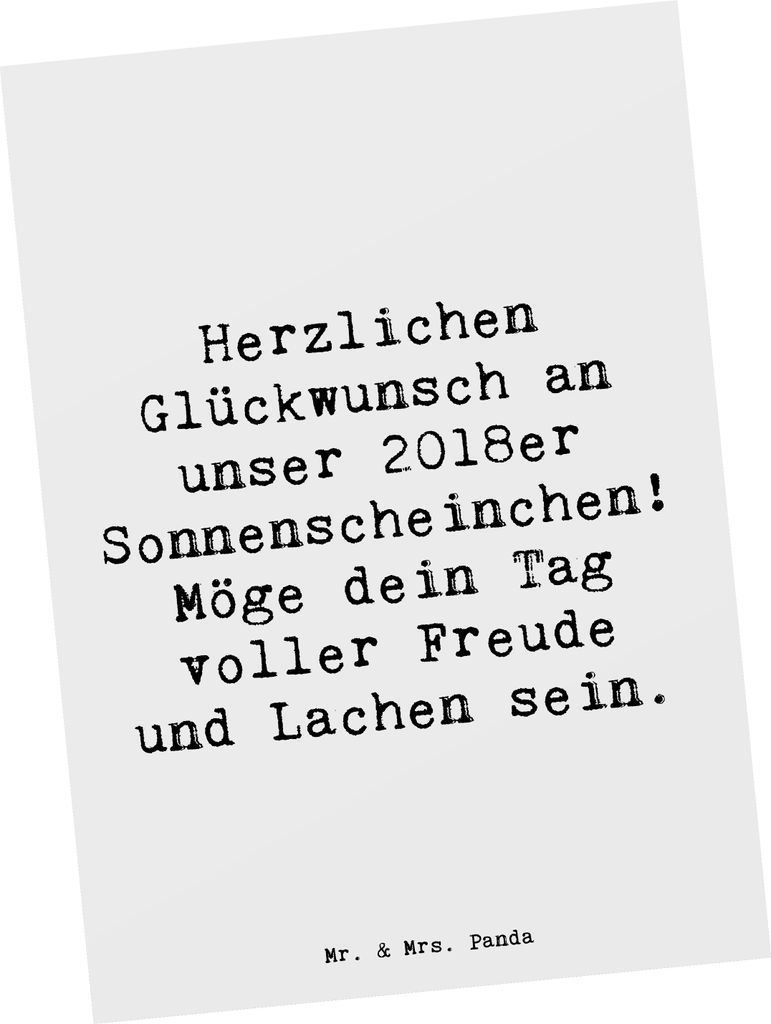 Mr. & Mrs. Panda Postkarte Spruch 2018 Geburtstag Sonnenscheinchen - Weiß - Geschenk, Ansichtskarten, Happy Birthday, Freude, Postkarten, Ansichts...