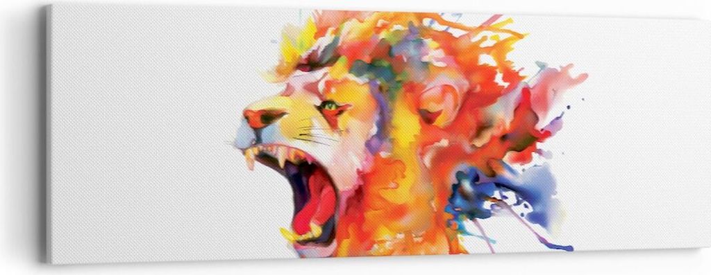 Bild auf Leinwand - Leinwandbild - Löwe modern Malerei Tier - 90x30cm - Wand Bild - Wanddeko - Leinwanddruck - Bilder - Kunstdruck - Wanddekoratio...