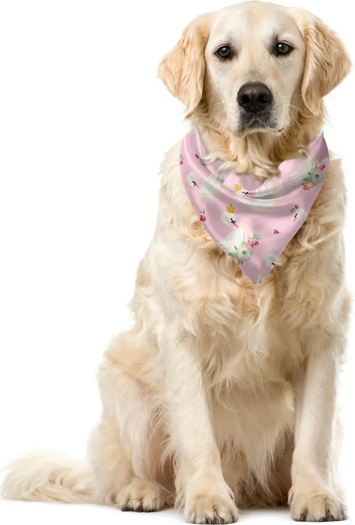 ABAKUHAUS Foulard Cani Cigni e Corone | 55cm Rosa Alta Qualità