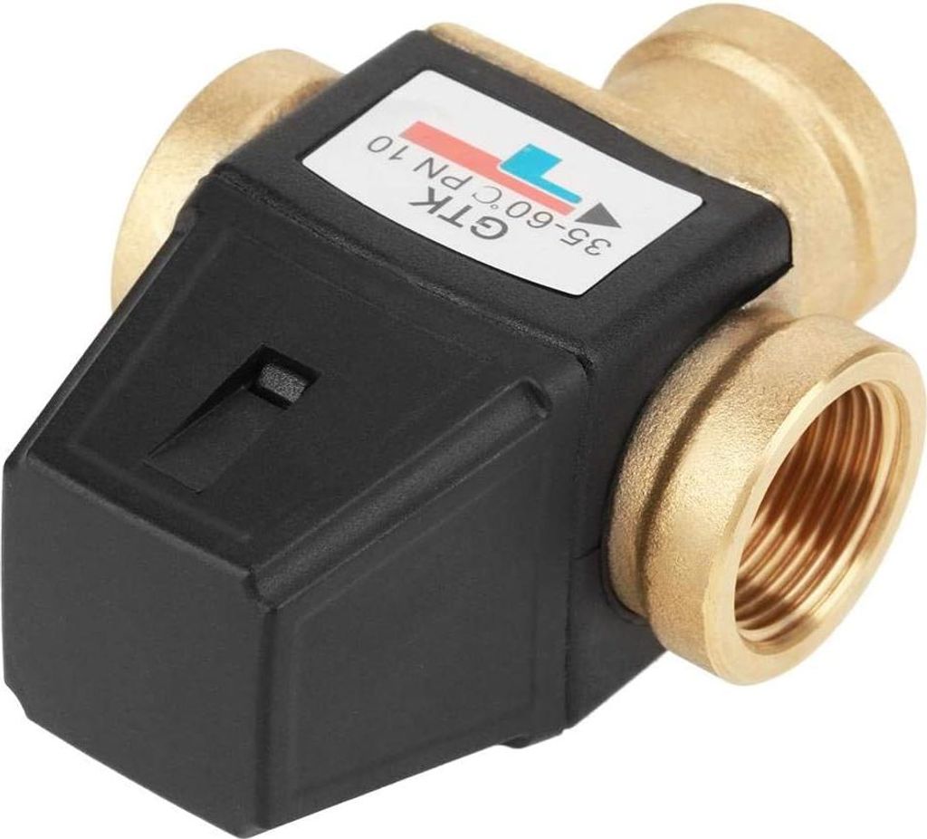 3-Wege-Thermostatische Mischbatterie - DN20 Weiblicher Gewindeanschluss - Messing Temperaturregelung Badezimmerarmatur Duschmischbatterie für Wass...