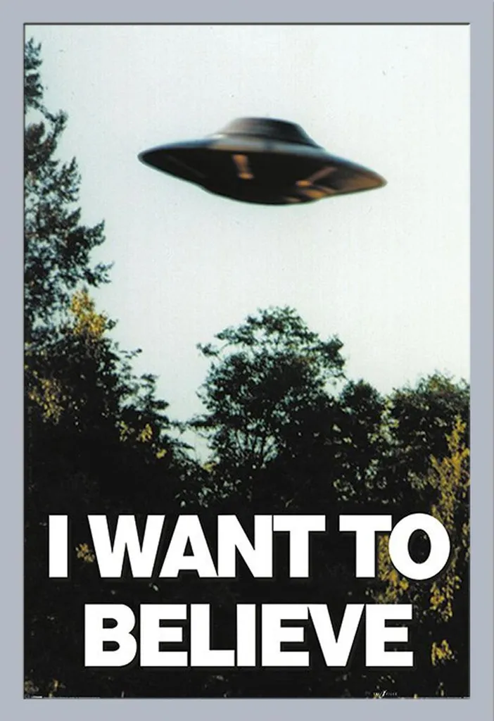 Cadre Photo Argenté avec Affiche X-Files I Want To Believe Shinsuke Maxi