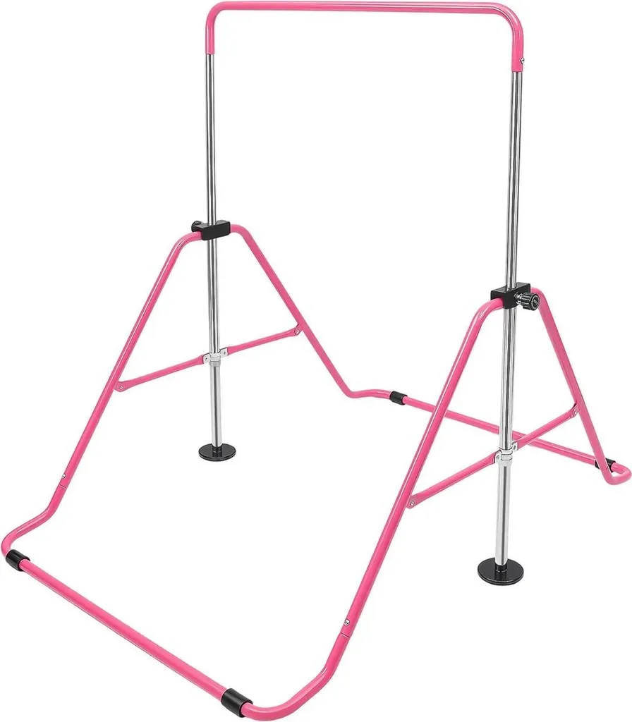 Barre d'entraînement horizontale de jardin rose robuste pour enfant