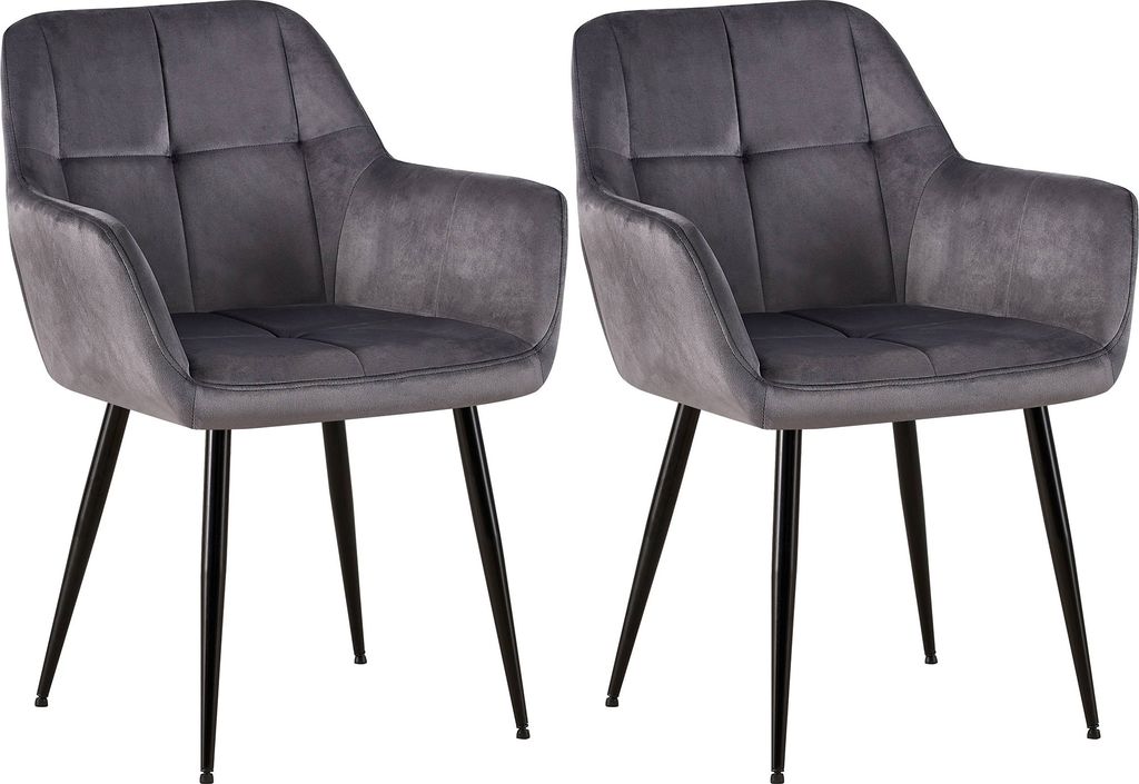 2er Set Esszimmerstuhl HLO-CP15 Samt  grau Produktbild 