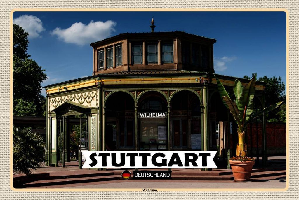 vianmo Holzschild 12x18 cm Stuttgart Wilhelma Bildmotiv Reisemotiv Abenteuer Reisen