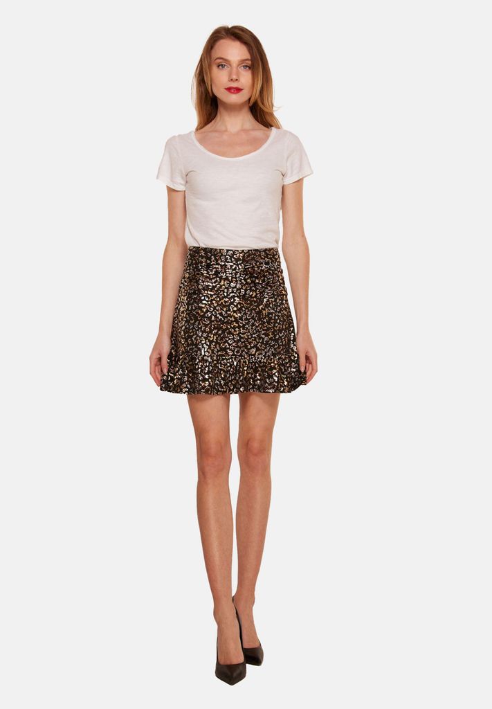Leo Skirt Rock mit Leopardenprint und Rüschen am Saum