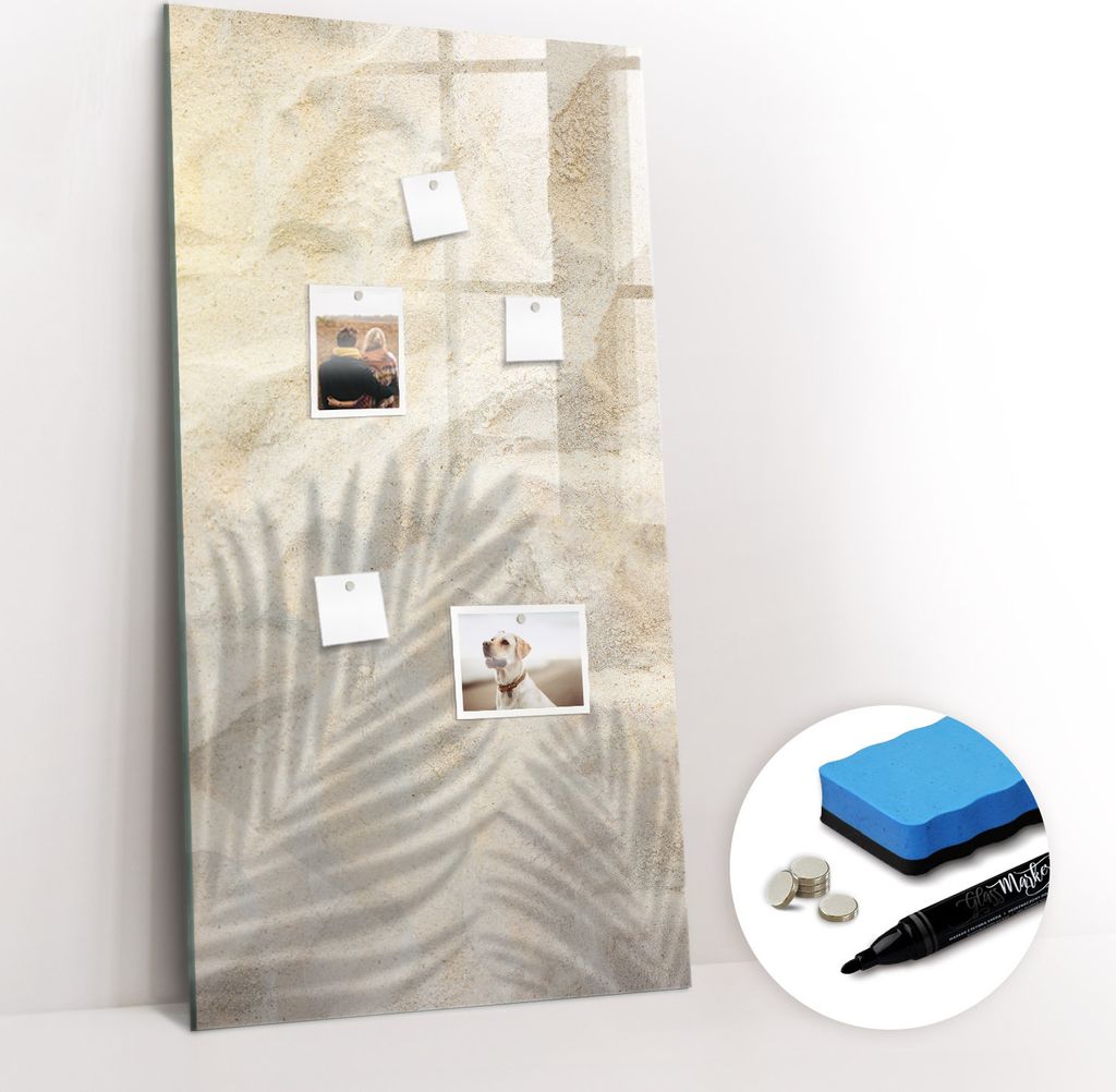 Magnetpinnwand Memoboard - Zubehörsatz - Schwarzer Marker + Schwamm + Magnete - 60 x 120 cm - Sand am Sommerstrand