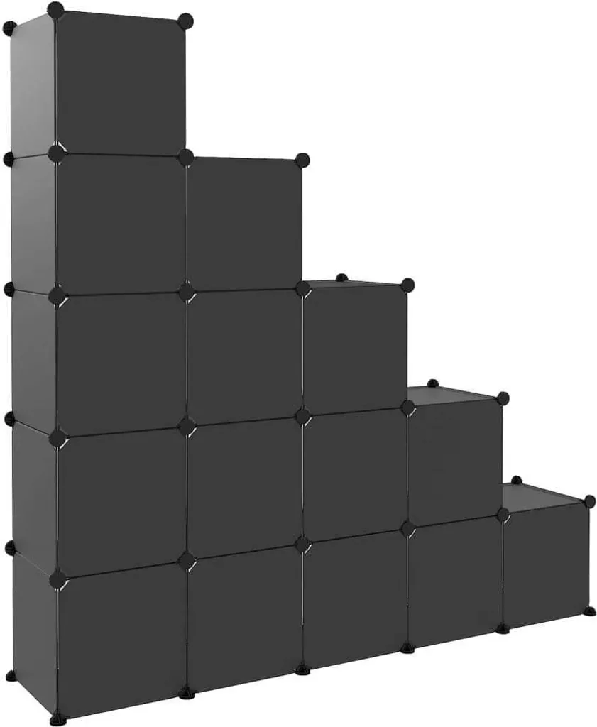 Étagère modulable 15 compartiments pour vêtements et chaussures Noir en PP - 6