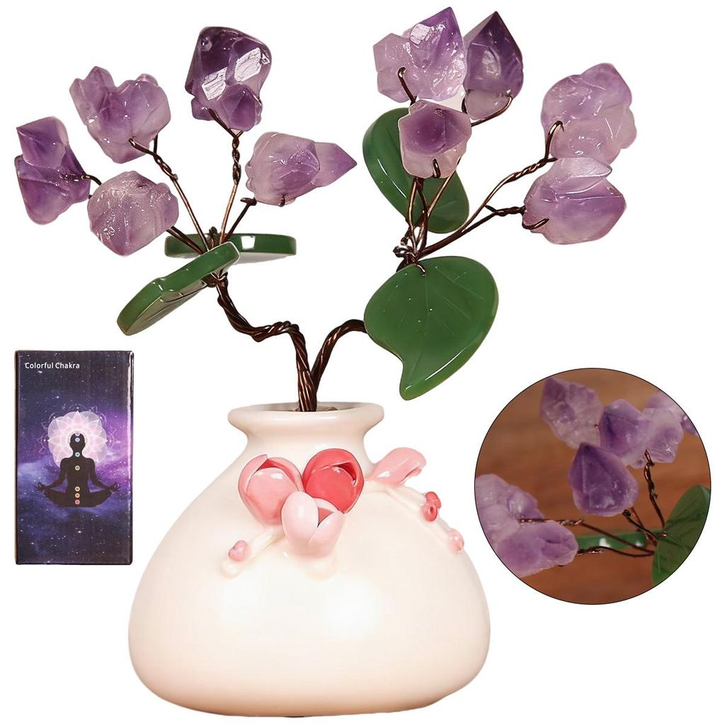Chakra Steine Kristallbaum, Lebensbaum, Edelsteinkristall Bonsai Baum, Geldbaum Schreibtisch Deko, Baum des Lebens, Spirituell Esoterik Deko