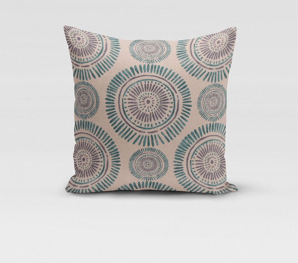 SCHÖNER LEBEN. Kissenhülle Mandala Punkte Striche natur petrol dunkel Größe 40x40cm (HxB) 40x40cm (HxB) Größe