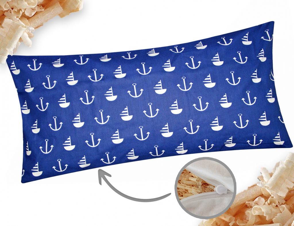Zirbenkissen 40x80cm - Gefüllt mit Zirben - Anker, Schiffe - Duftkissen mit Zirbenflocken/Zirbenspäne, Reißverschluss (Zirbe-520/1-40x80)
