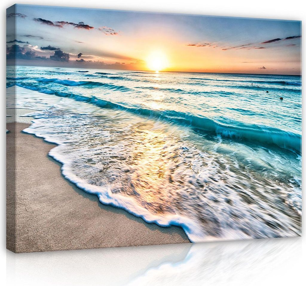Leinwandbild Strand Meer 100x70 cm XXL Natur Nordsee Produktbild 