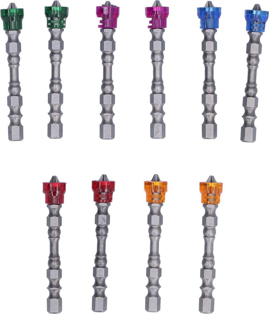 10 Stück magnetische Kreisbits 1/4 Zoll, einseitig, farbig, für Elektroschrauber und Druckluftbohrmaschinen
