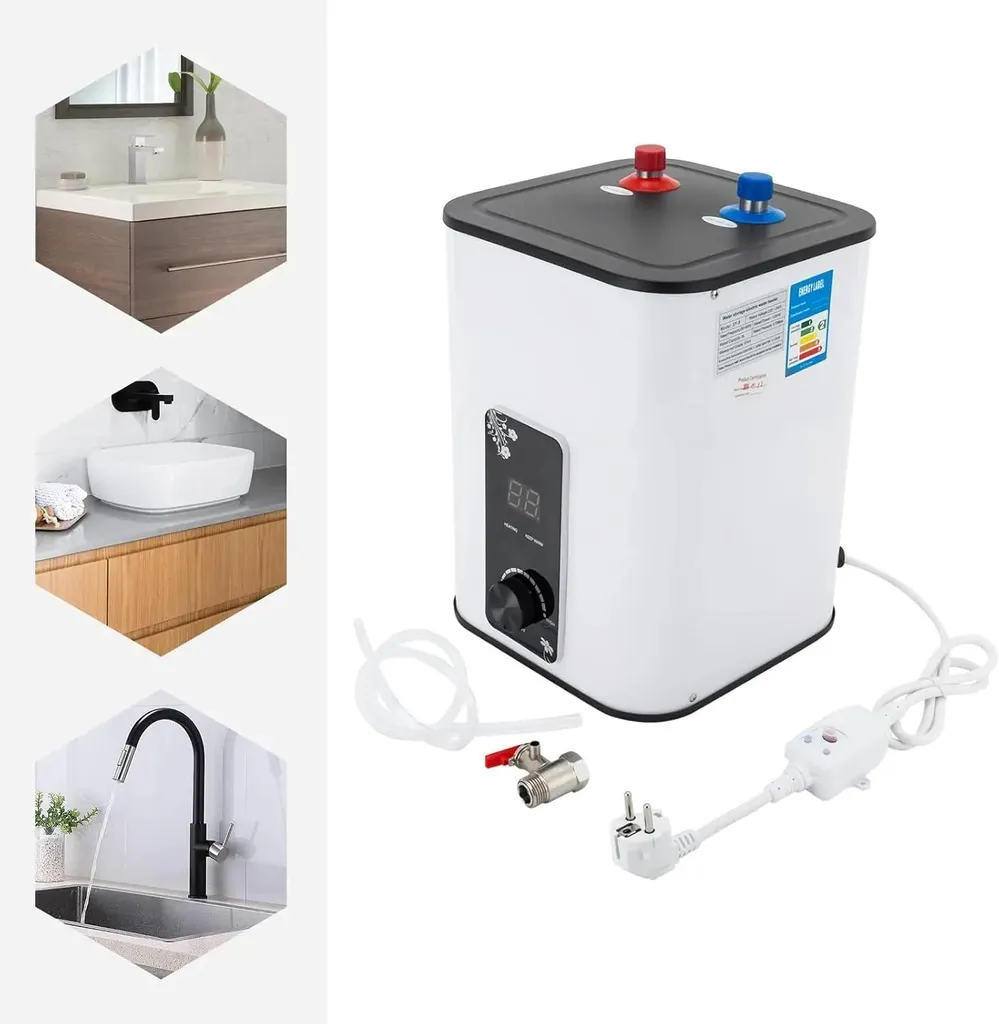 Plus d'attente pour l'eau chaude avec ce mini-chauffe-eau 8L blanc