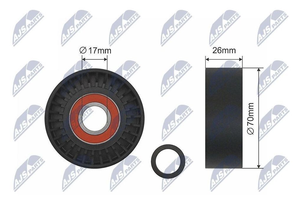 NTY RNK-BM-008 Spannrolle Keilrippenriemen 70mm für BMW 3 Produktbild 