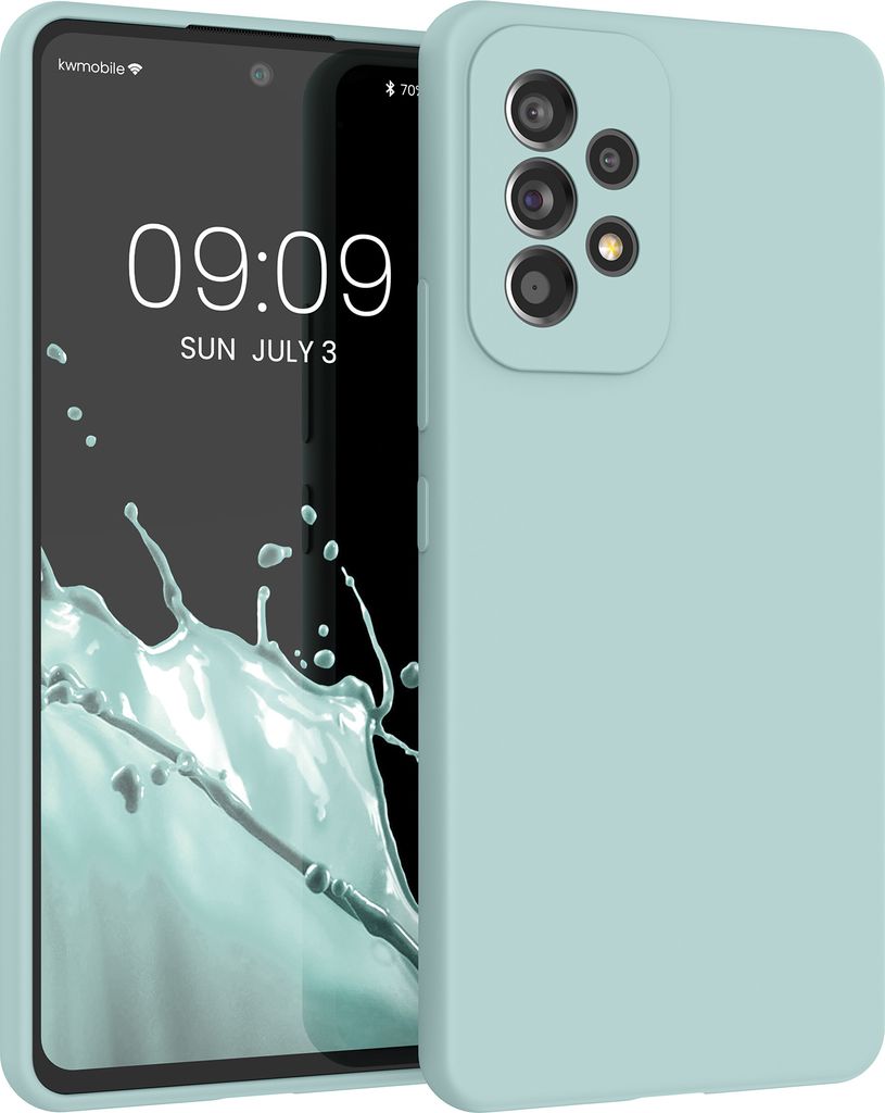 kwmobile Hülle kompatibel mit Samsung Galaxy A53 5G Hülle - Silikon Handy Case - Handyhülle weiche Oberfläche - kabelloses Laden - Cool Mint