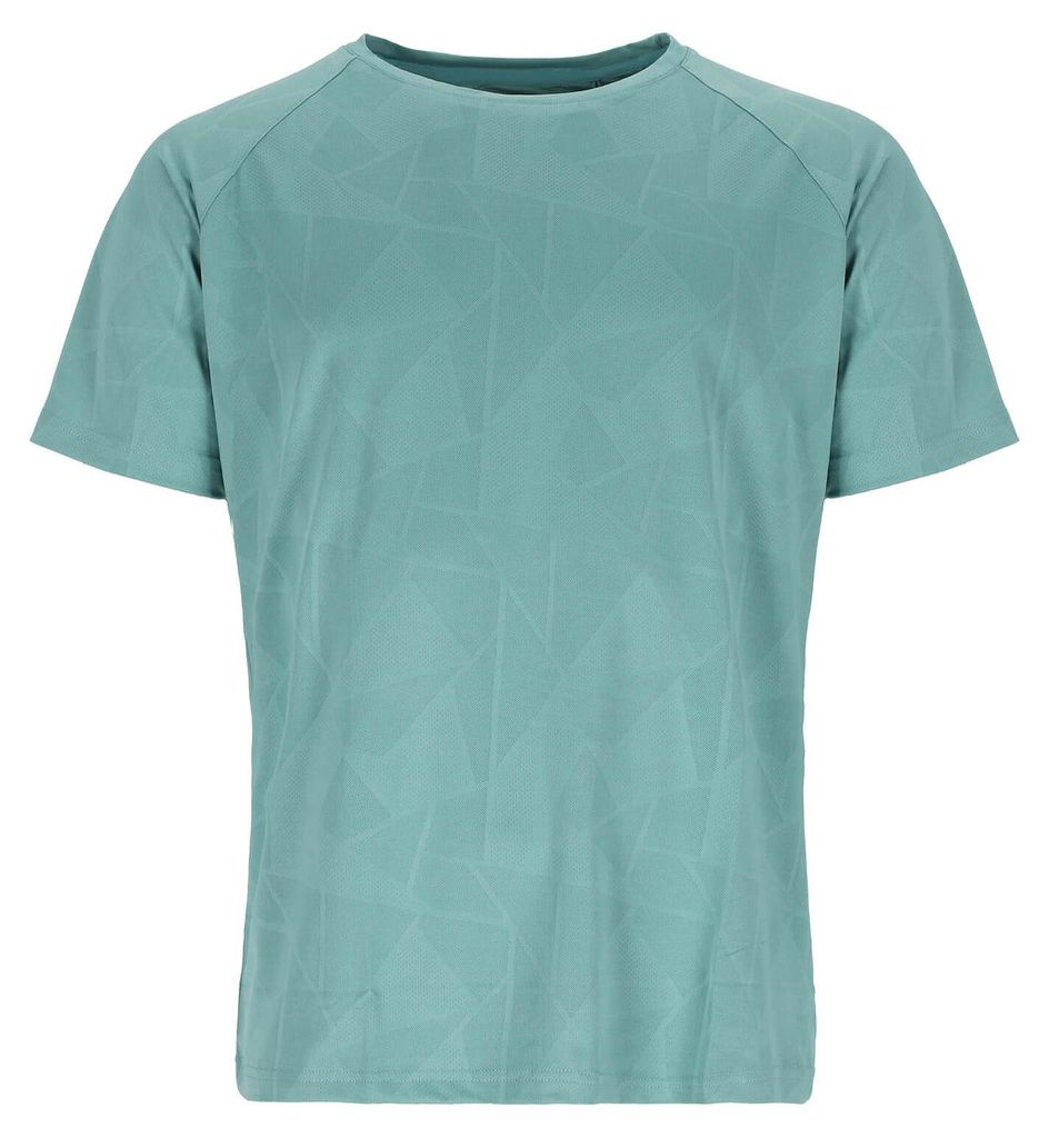 Baumfuchs Herren Funktions-T-Shirt mit Dreieck-Allover-Muster - Elastisches Funktionsshirt T-Shirt in Salbei-Sage Größe XXL