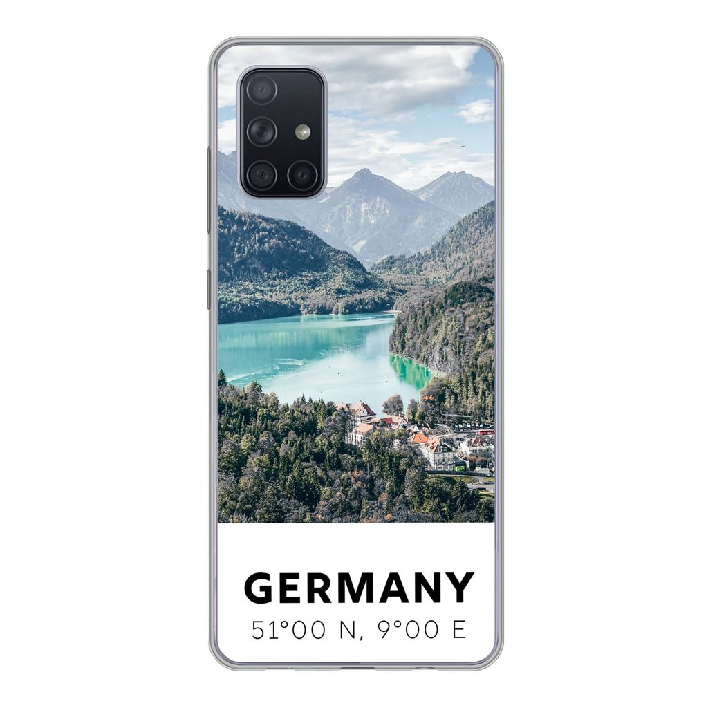 MuchoWow Handyhülle Schutzhülle Hülle für Samsung Galaxy A51 Deutschland - Bergen - Meer Silikon Softcase Handy Hülle - Schutzabdeckung
