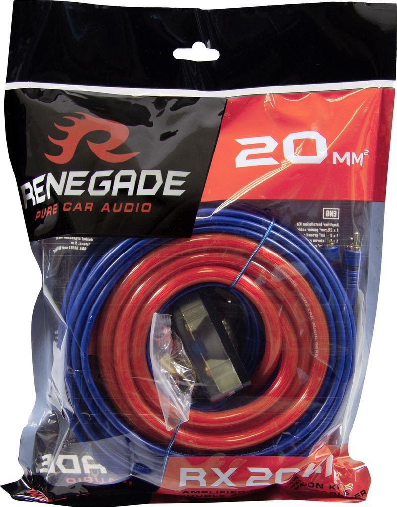 Renegade RX20KIT, Installations-Set, Blau, Rot, Verstärker, Produktbild 
