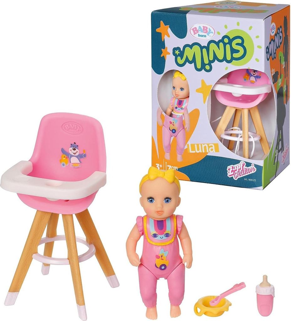 Zapf 906125 - Baby Born - Minis -Spielset, Puppe Luna mit Produktbild 