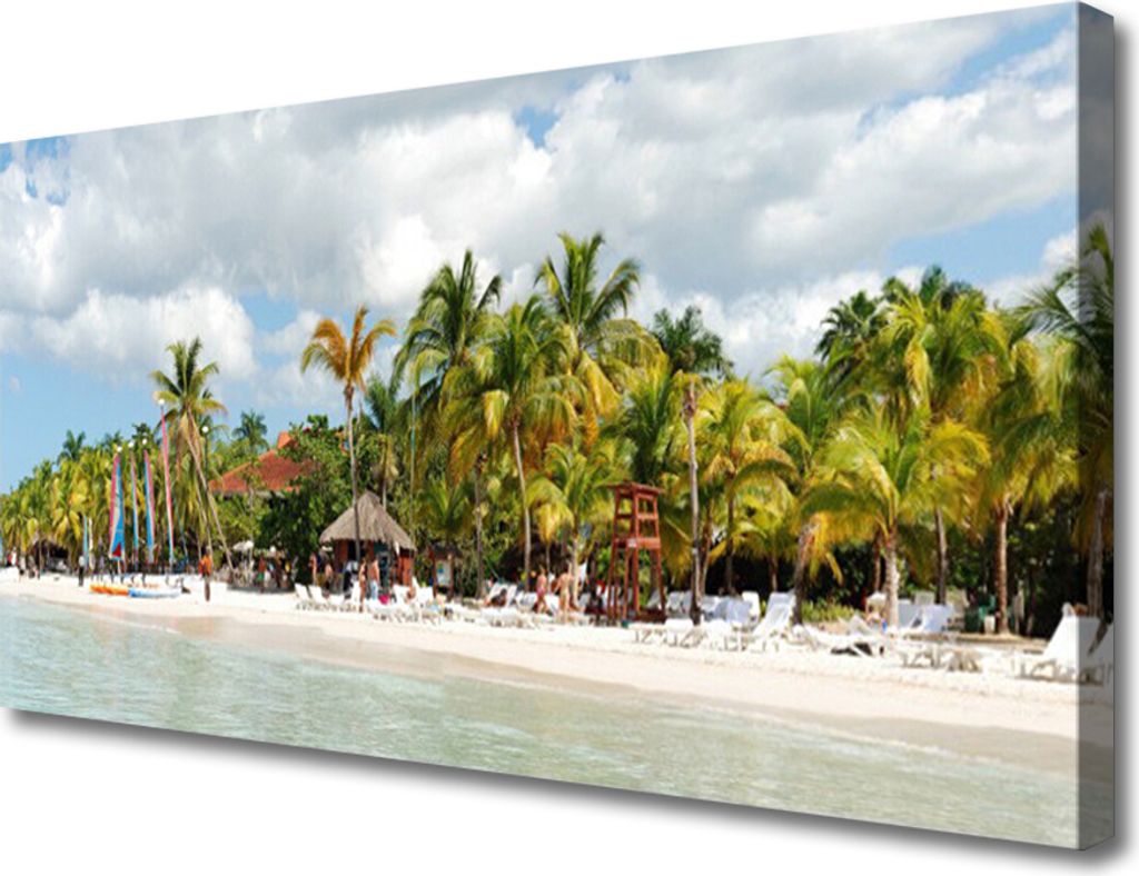 Tulup Leinwand-Bilder 100x50 Wandbild Canvas Kunstdruck Strand Palmen Landschaft