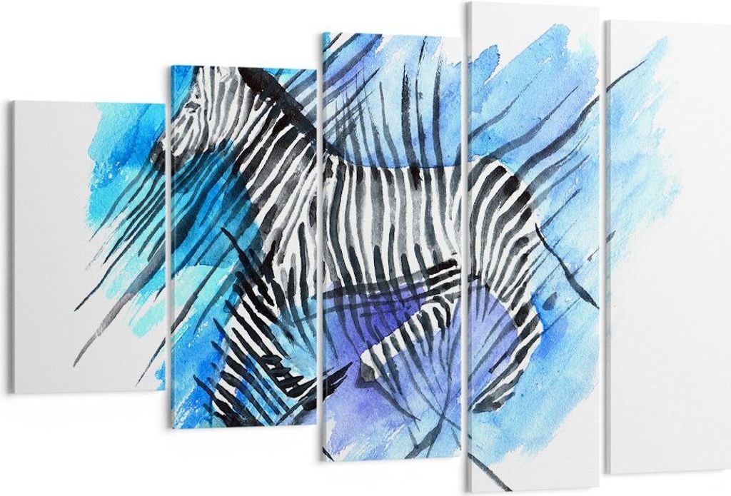 Bild auf Leinwand - Leinwandbild - Zebra Streifen Tierwelt Pelz - 150x100cm - Wand Bild - Wanddeko - Leinwanddruck - Bilder - Kunstdruck - Wanddeko...
