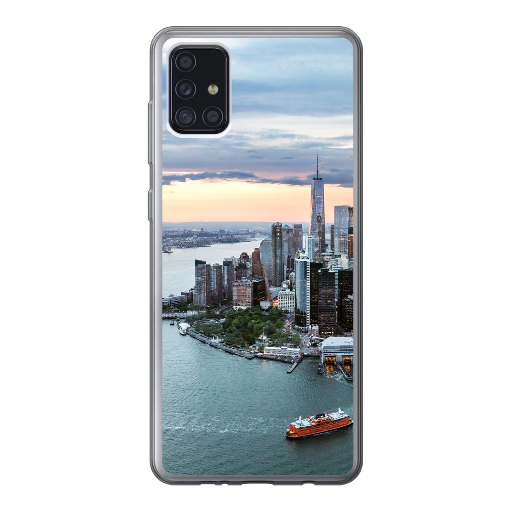MuchoWow Handyhülle Schutzhülle Hülle für Samsung Galaxy A52 5G Luftaufnahme von New York Silikon Softcase Handy Hülle - Umschlag