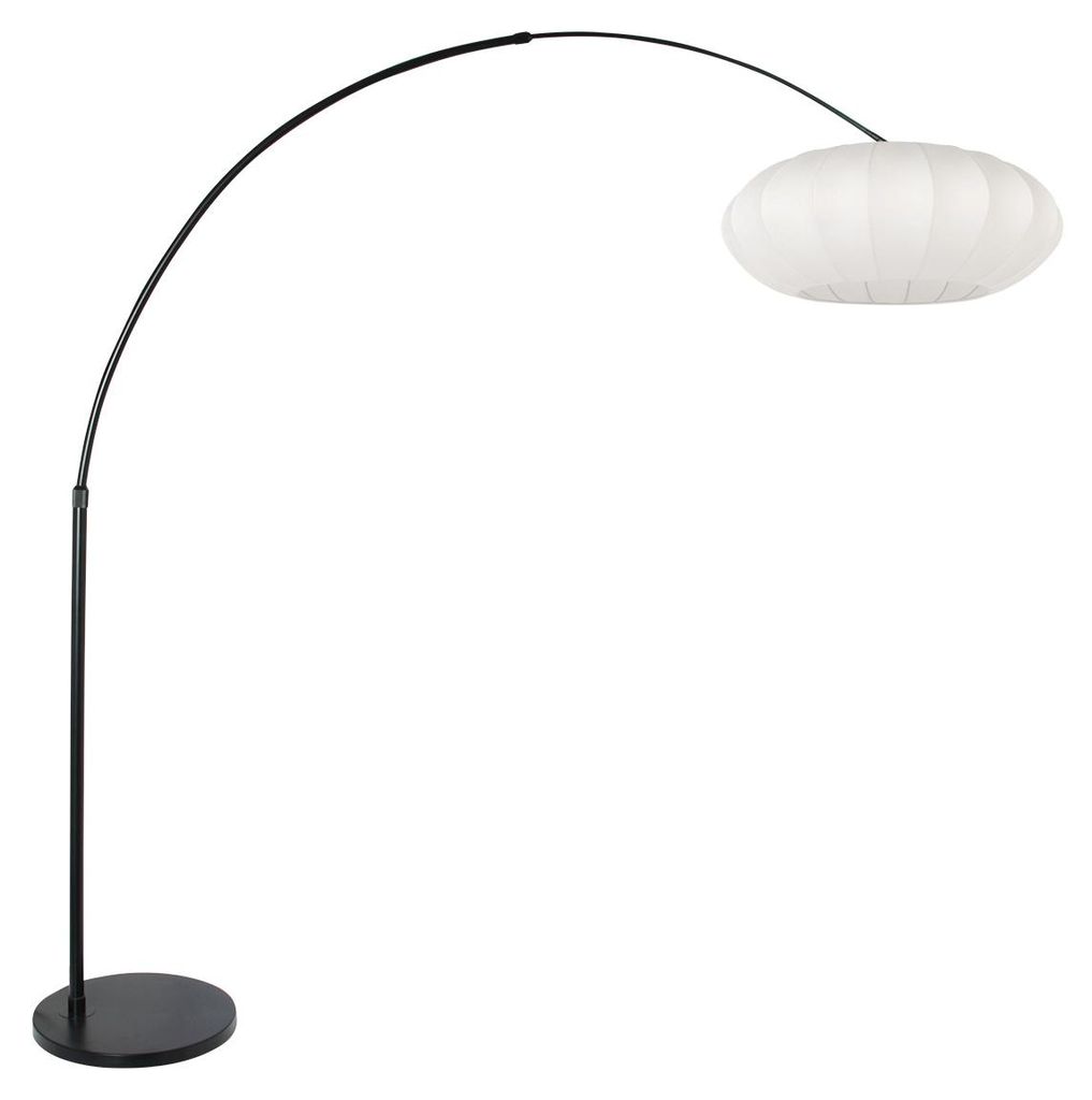 Stehleuchte, Metall, Seide, Schwarz-Weiss, H 230 cm