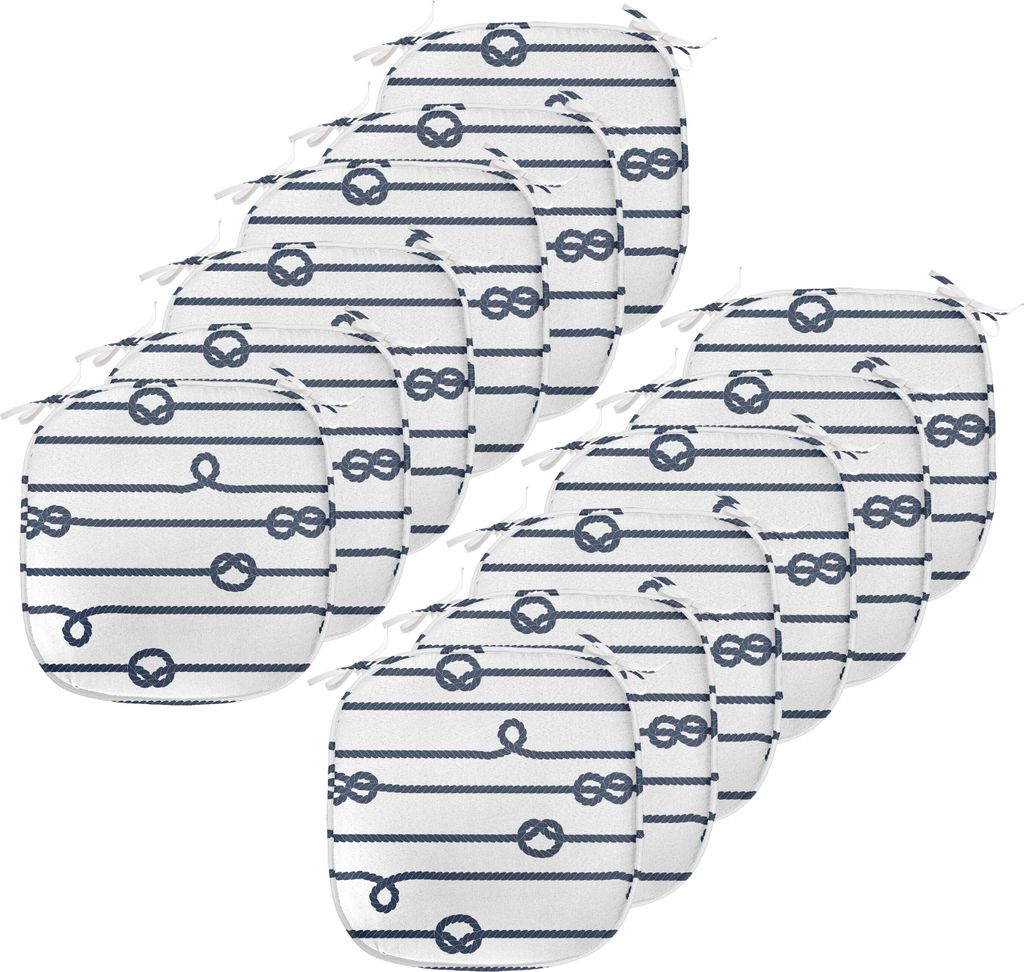 ABAKUHAUS Marine Polster für Esszimmerstühle, Sea Marine Seemannsknoten, Dekoratives wasserfestes Kissen mit Riemen für Küchensitze, 40 cm x 40...