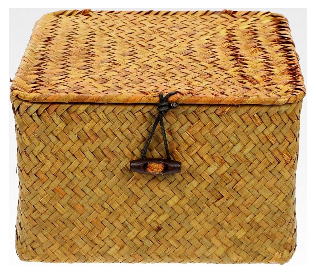 Handgeflochtener Aufbewahrungskorb aus Naturmaterial - Vielseitiger Ordnungshelfer für Büro, Schlafzimmer, Bad und Wohnzimmer, schadstofffrei und...