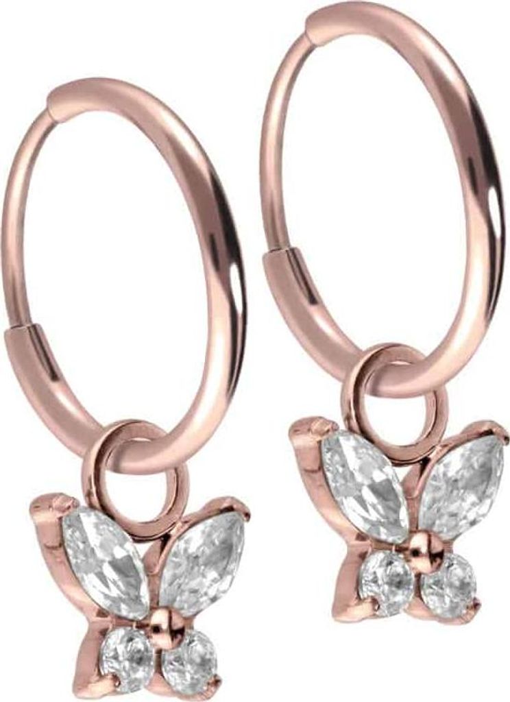 Titan Ohrclicker Creolen KRISTALLSCHMETTERLING RoséGold Innendurchmesser: 12mm + Designstärke: 1,2mm