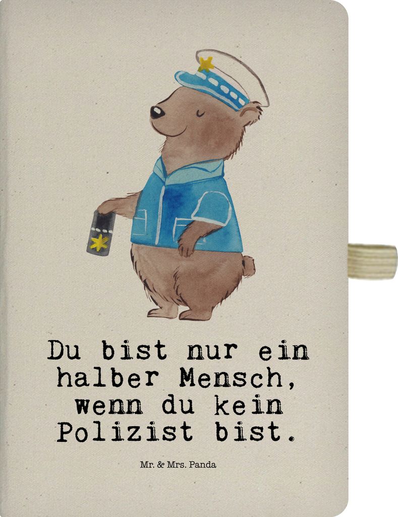 Mr. & Mrs. Panda Reisetagebuch Polizist Herz - Transparent - Geschenk, Kladde, Cop, Polizei, notizbuch, Adressbuch, Skizzenbuch, Journal, Studium, ...