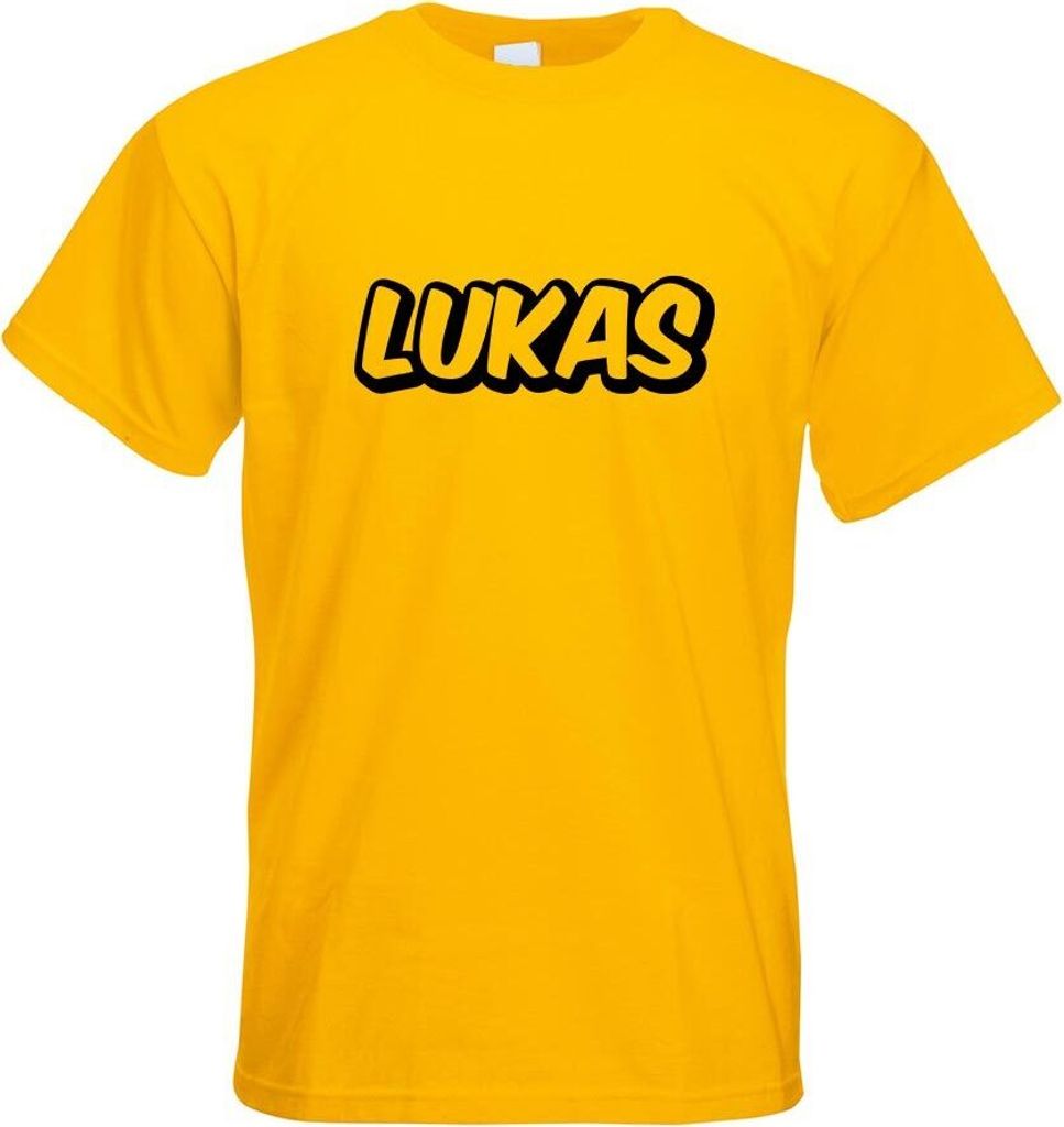 Kiwistar - T-Shirt - gelb - Lukas Vorname Jungen Motiv Bedruckt Funshirt Design Print - mit Motiv Bedruckt - Funshirt Design - Sport - Freizeit - H...
