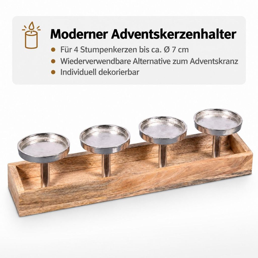 Adventskranz Holz Advent Kerzenhalter länglich modern