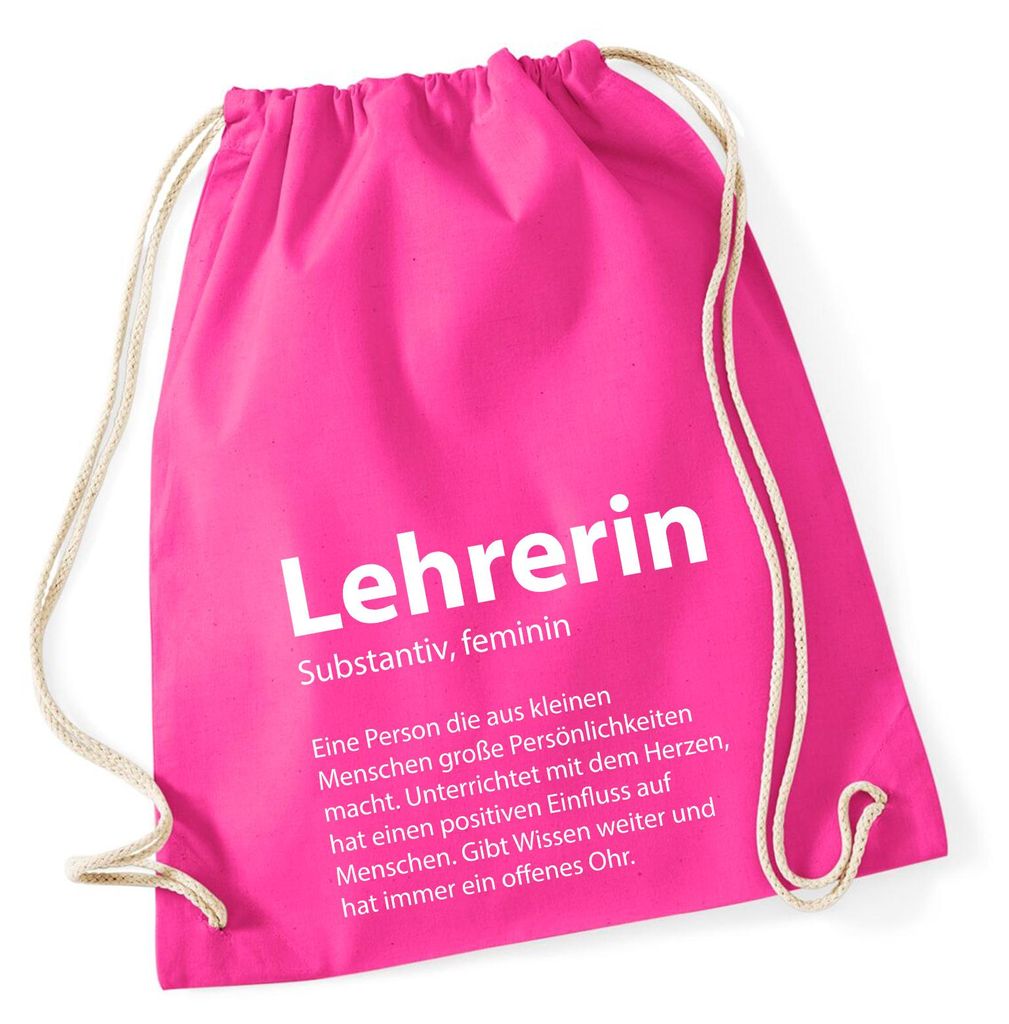 Huuraa Turnbeutel Lehrerin Definition 12 Liter Fuchsia Baumwolle Rucksack Geschenkidee