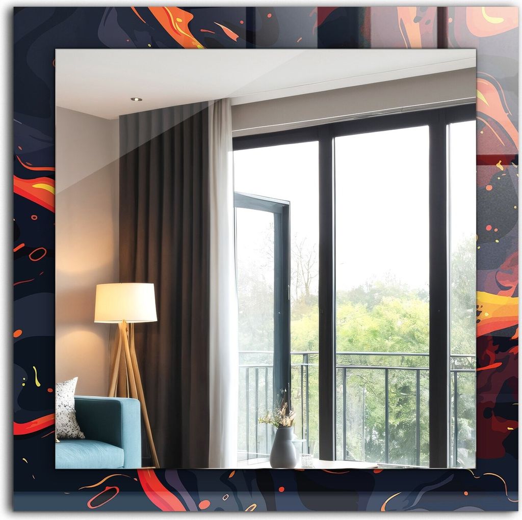 Dekorativer Wandspiegel - Bedruckter Spiegel - Motiv - 60x60 cm - Vulkanische Lava