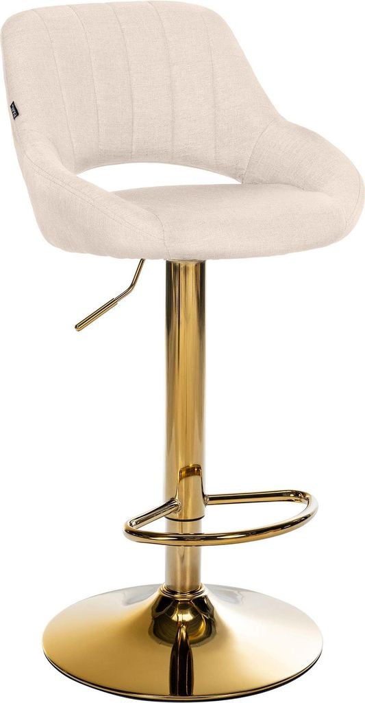 CLP Barhocker Milet Stoffbezug höhenverstellbar drehbar mit Rückenlehne Farbe:creme;Gestell Farbe:gold