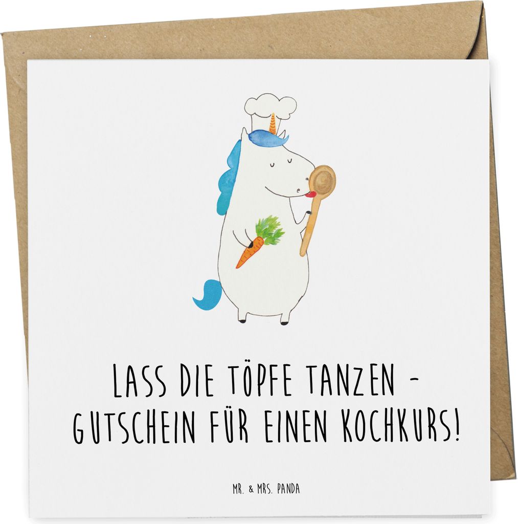 Mr. & Mrs. Panda Gutschein Kochkurs Freude - Weiß - Geschenk, online, Gutscheinkarte, wählen, gemeinsames Kochen, Karte, Geschenkgutschein, Küch...