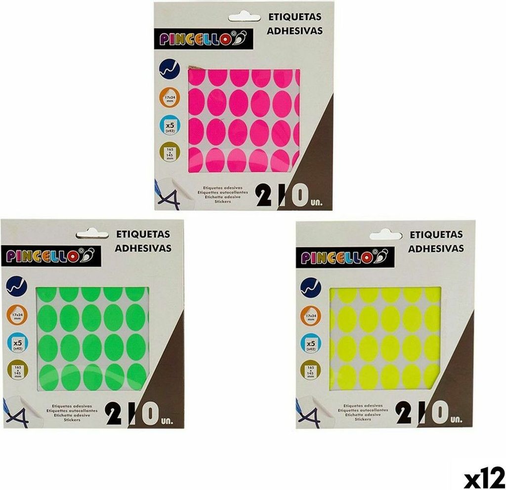 Klebeetiketten Pincello 1711089 17 x 24 mm Oval (12 Stück)