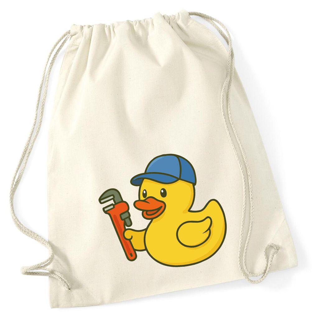 Huuraa Turnbeutel Quietscheente Installation Comic Gummiente 12 Liter Natural Baumwolle Rucksack Geschenkidee