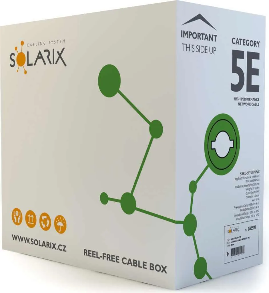 Cavo Rete Solarix CAT5E UTP 305m PVC Eca - Bobina Ethernet Professionale