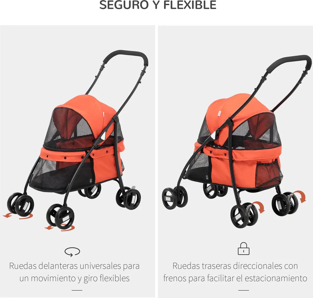 Poussette pour chiens fatigués ou âgés - Buggy pliable acier 10 kg - 5