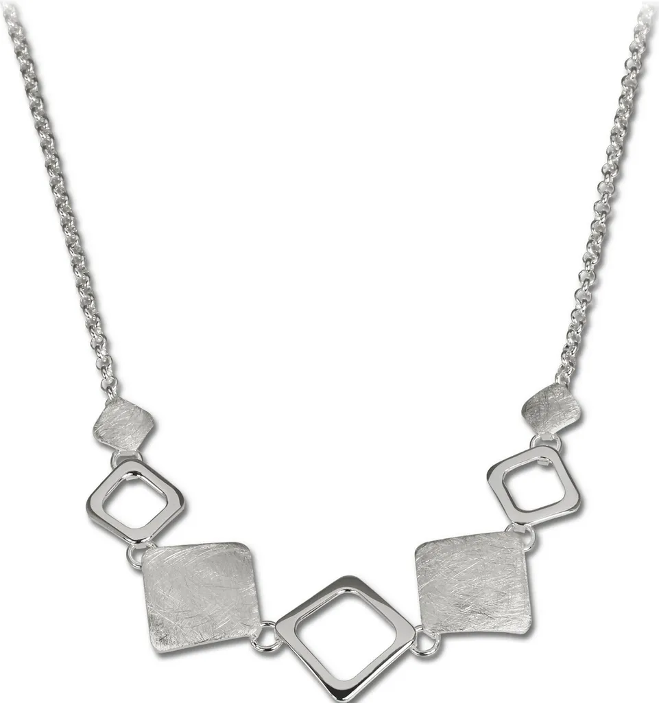 Collier Argent Sterling 925 Mat Motif Carreau 45cm Design Géométrique