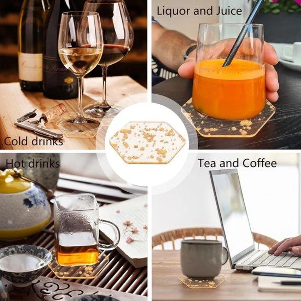 Service de verres incassables et présentoir doré design chic 6 pcs